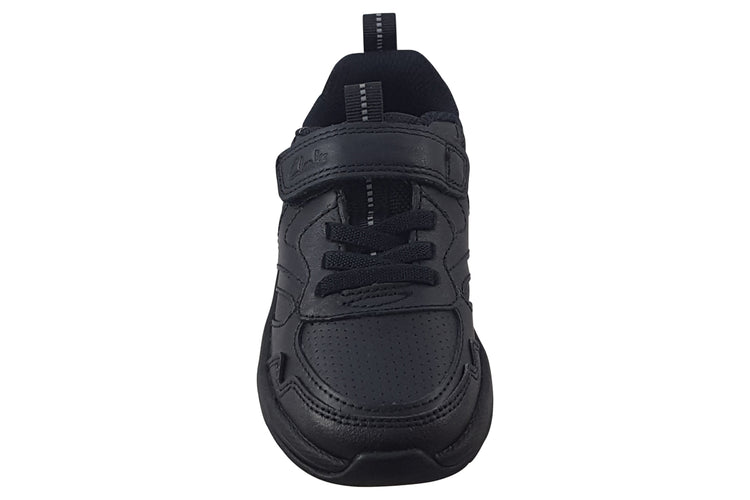 Clarks ClowderSprintK Black Leather Boys School Shoes