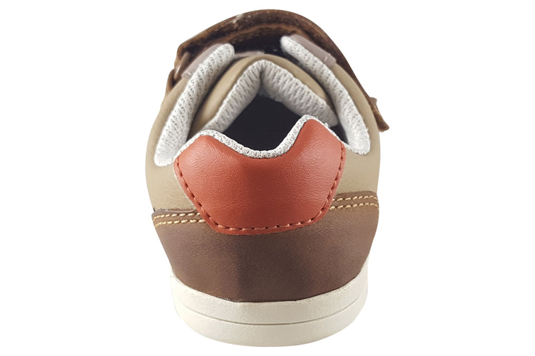 Clarks Den Stripe T Tan Combi Boys First Shoes