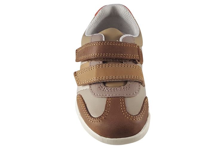 Clarks Den Stripe T Tan Combi Boys First Shoes