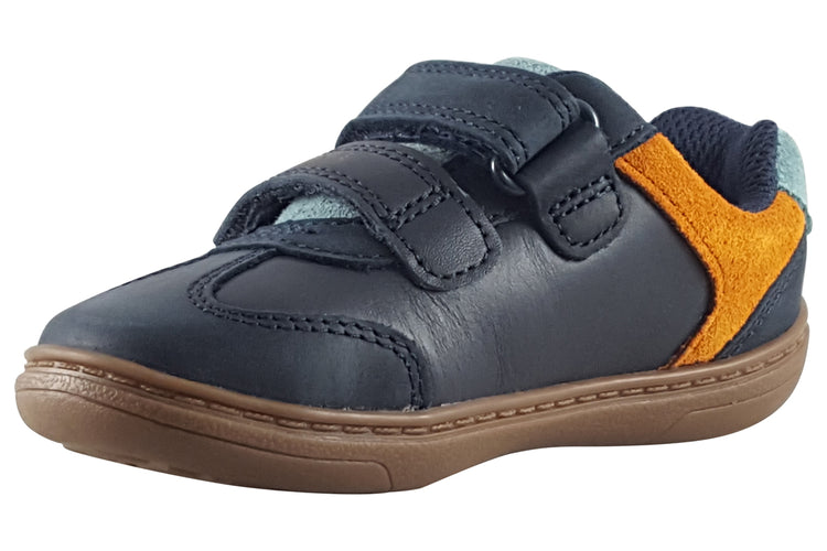 Clarks Flash Den K Navy Combi Boys Shoes
