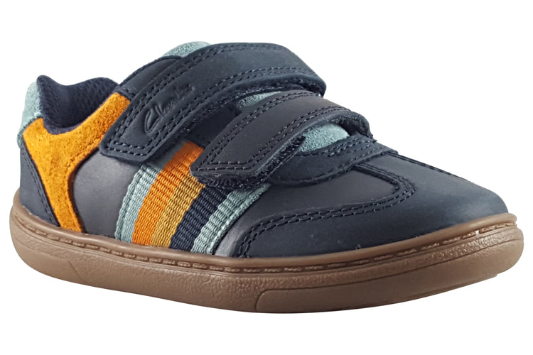 Clarks Flash Den K Navy Combi Boys Shoes