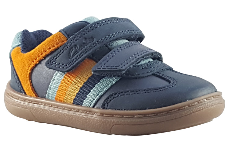 Clarks Flash Den T Navy Combi Boys First Shoes