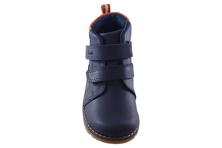 Clarks Heath Strap T Navy Boys Boots
