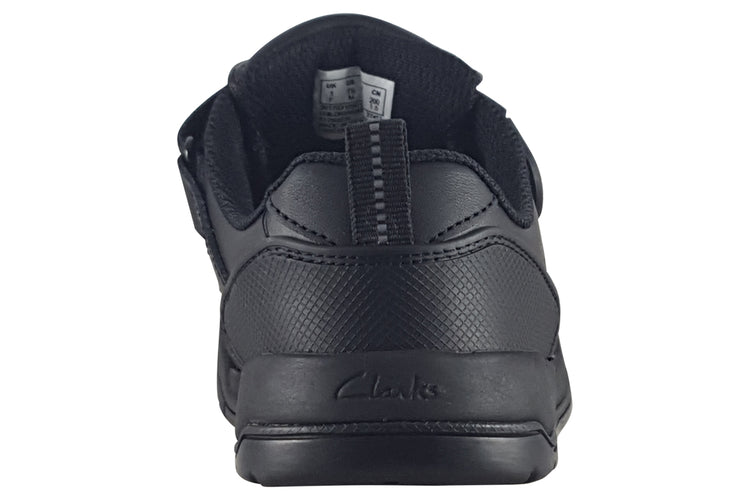 Clarks Laser Track K Black Leather Boys School Shoes