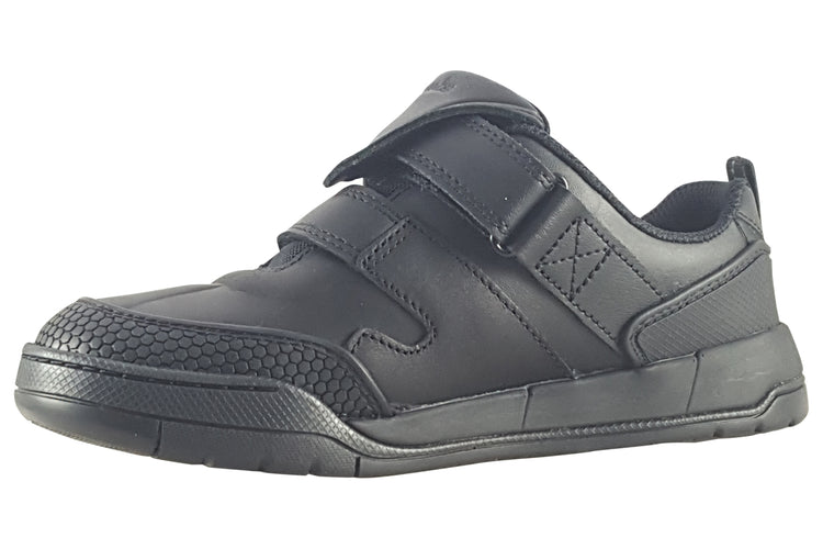 Clarks Laser Track K Black Leather Boys School Shoes