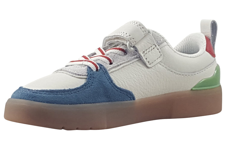 Clarks Oslo Vibe K White/Blue Boys Shoes
