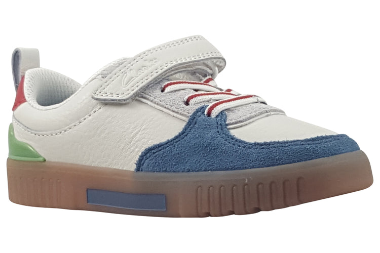 Clarks Oslo Vibe K White/Blue Boys Shoes