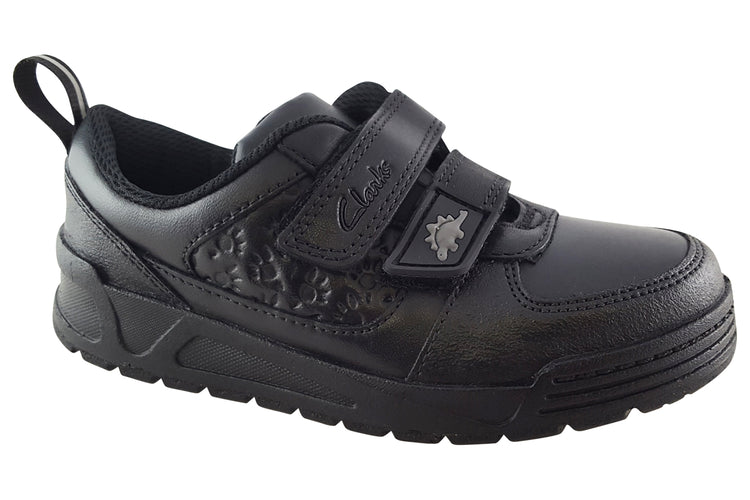 Clarks PalmerSteggy K Black Leather Boys School Shoes