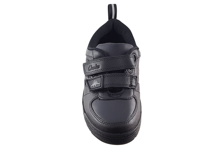 Clarks PalmerSteggy K Black Leather Boys School Shoes