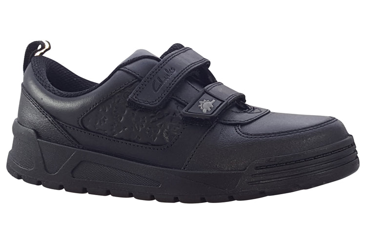 Clarks PalmerSteggy O Black Leather Boys School Shoes