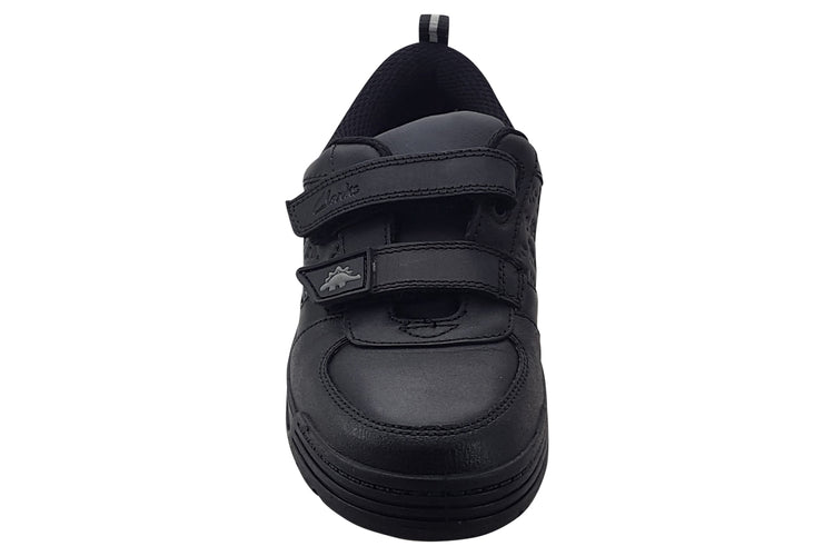 Clarks PalmerSteggy O Black Leather Boys School Shoes