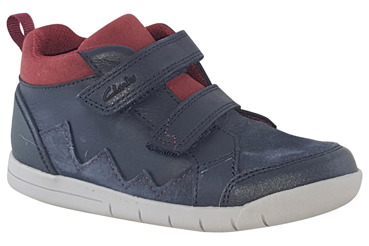 Clarks Rex Park T Navy Leather Boys Boots