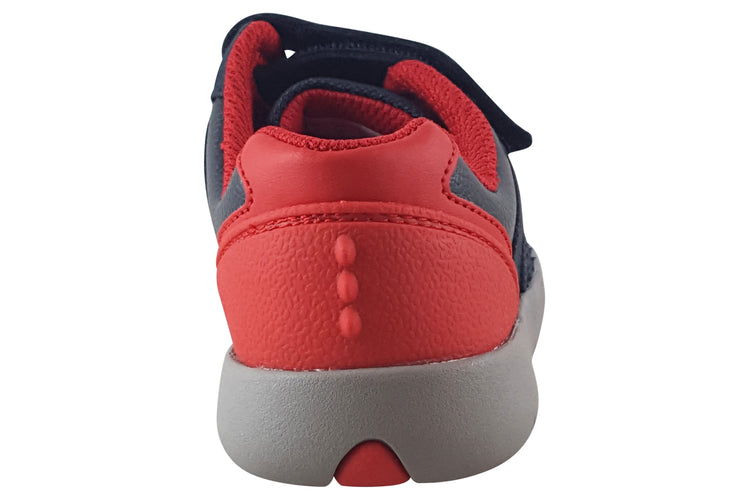 Clarks Rex Play K Navy/Red Leather Boys Shoes