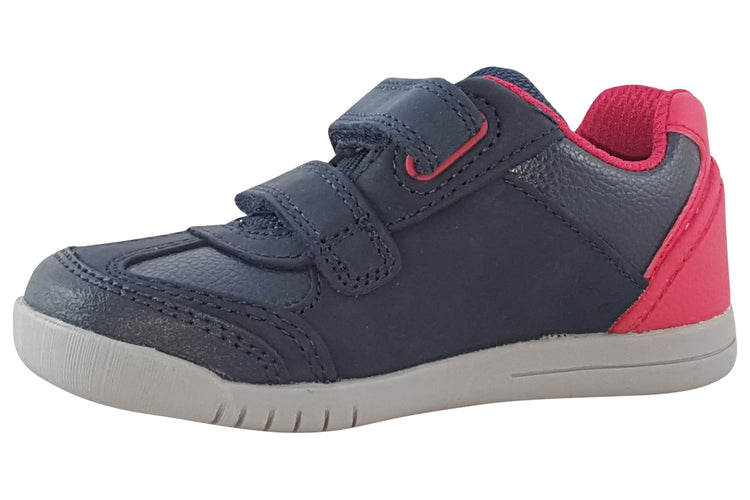 Clarks Rex Play T Navy/Red Leather Boys First Shoes