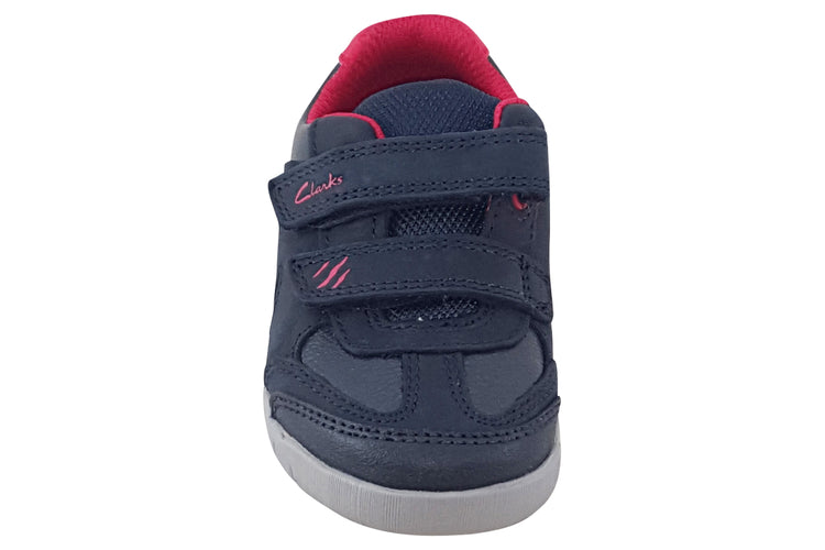 Clarks Rex Play T Navy/Red Leather Boys First Shoes
