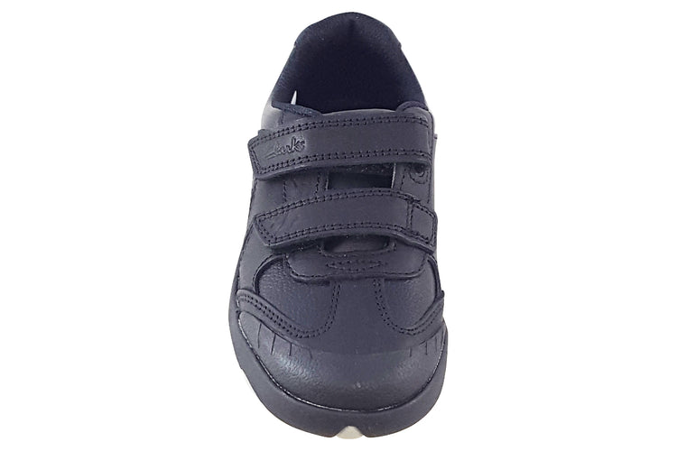 Clarks Rex Stride K Black Leather Boys School Shoes