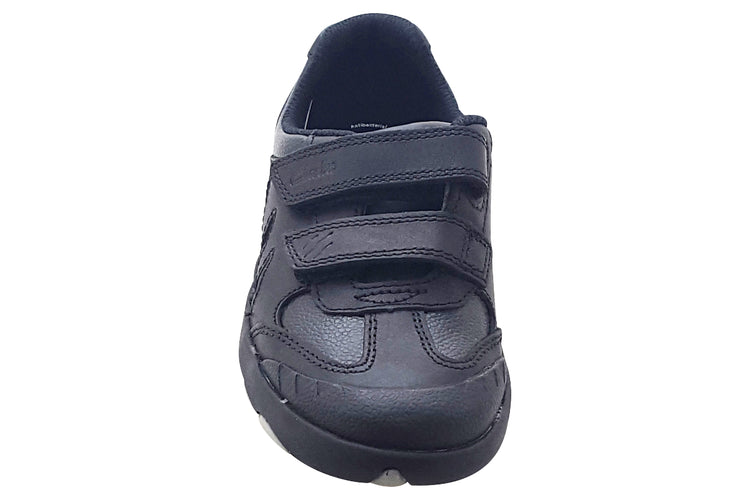 Clarks Rex Stride T Black Leather Boys School Shoes