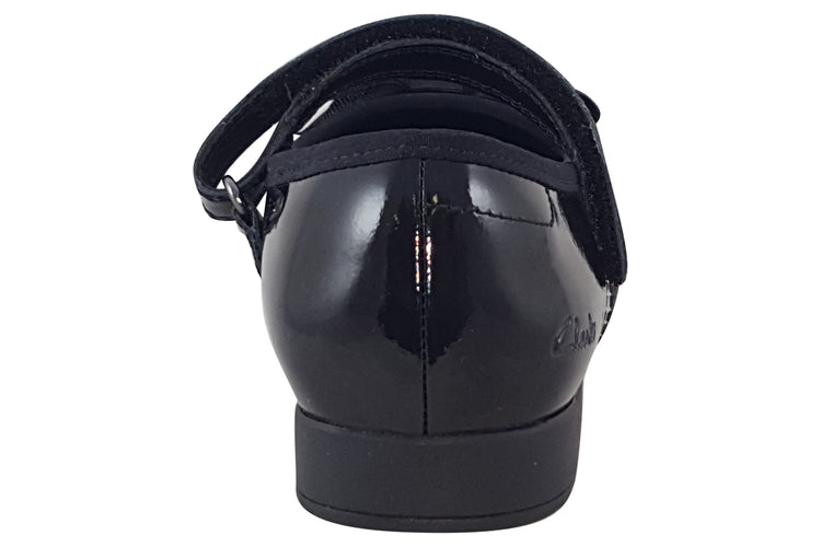 Clarks Scala Tap K Black Patent Girls School Shoes