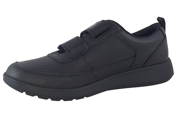 Clarks Scape Flare Y Black Leather Boys School Shoes