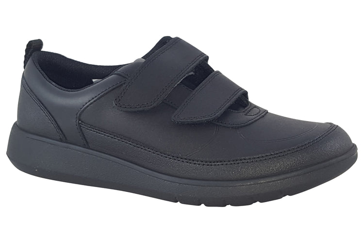 Clarks Scape Flare Y Black Leather Boys School Shoes
