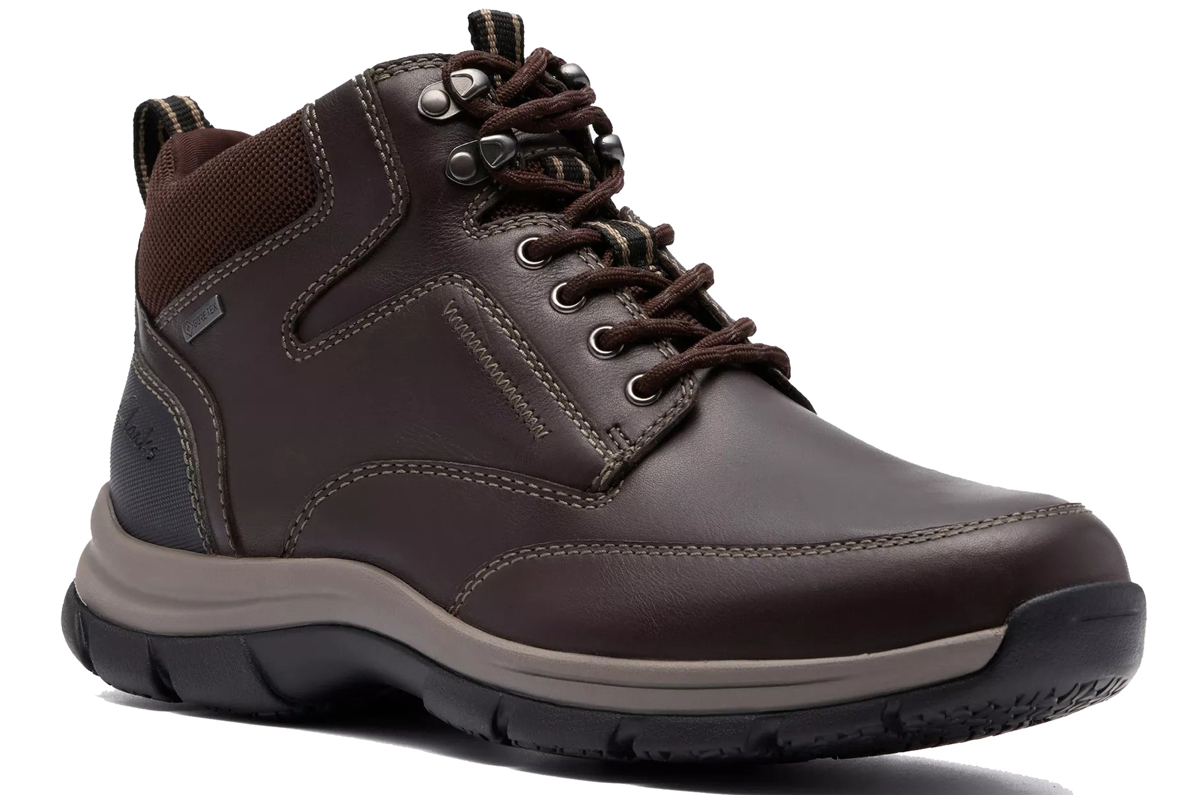 Clarks Mens 9M Hiking Boots Dark Brown Leather Lace Up High Top Trail Shoes Clarks Men Desert Coal Hike Boots  main image 2