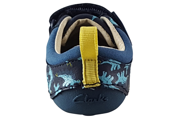 Clarks Tiny Stomp T Navy Print Boys First Shoes