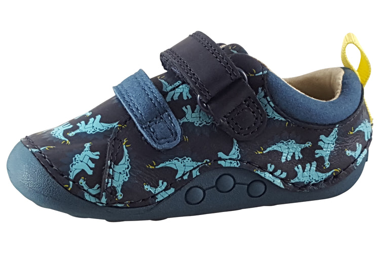 Clarks Tiny Stomp T Navy Print Boys First Shoes