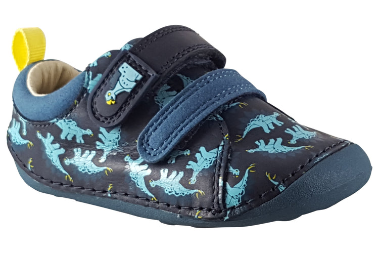 Clarks Tiny Stomp T Navy Print Boys First Shoes