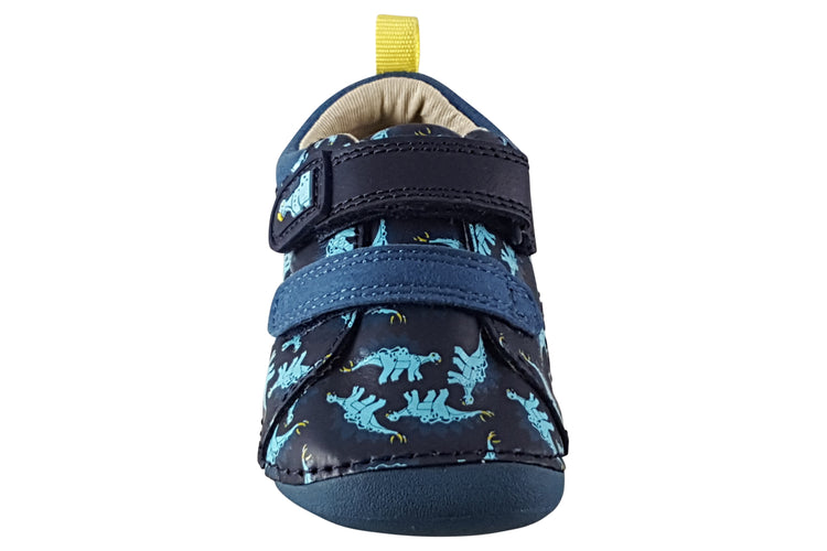 Clarks Tiny Stomp T Navy Print Boys First Shoes