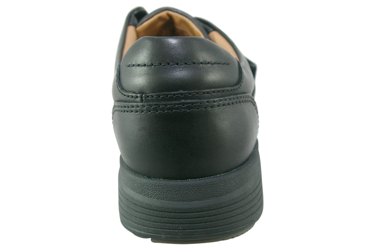 Clarks Un Abode Strap Black Leather Mens Shoes