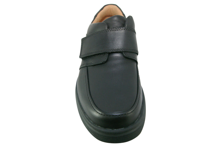 Clarks Un Abode Strap Black Leather Mens Shoes