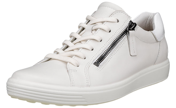 Ecco Soft VII Zip W 490553 White Womens Fashion Trainers