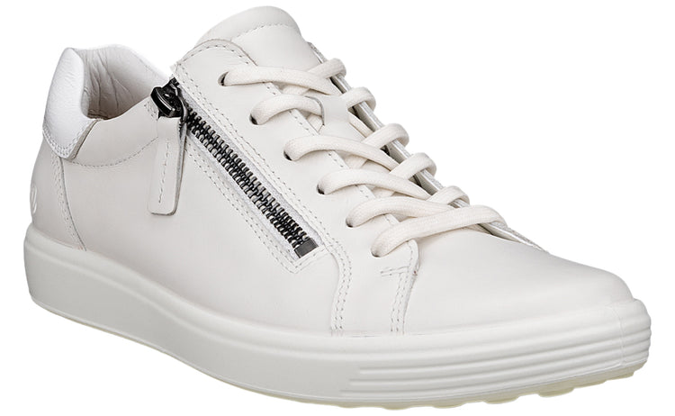 Ecco Soft VII Zip W 490553 White Womens Fashion Trainers