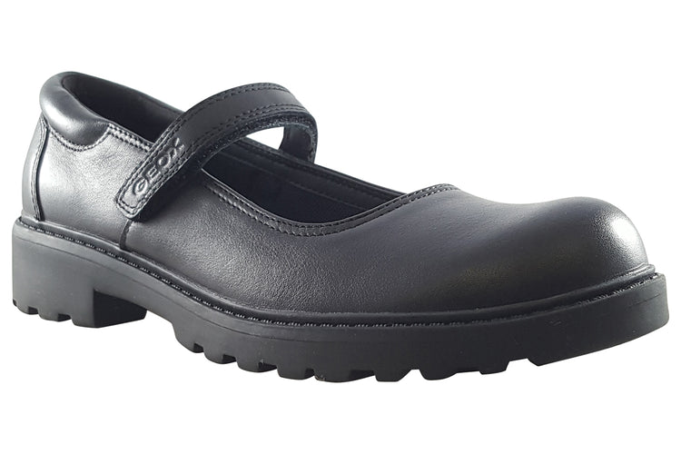 Geox Casey MJ Girl J6420P Black Leather Girls School Shoes