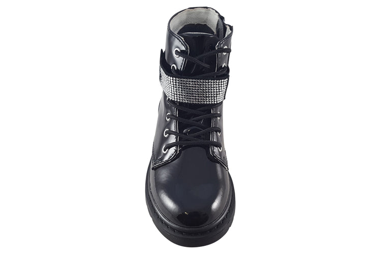 Lelli Kelly Stella Stellina LK2330 Black Patent Girls Boots