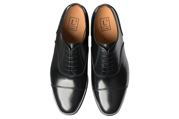 Loake Oxford Cap 200B Black Mens Handcrafted Shoes