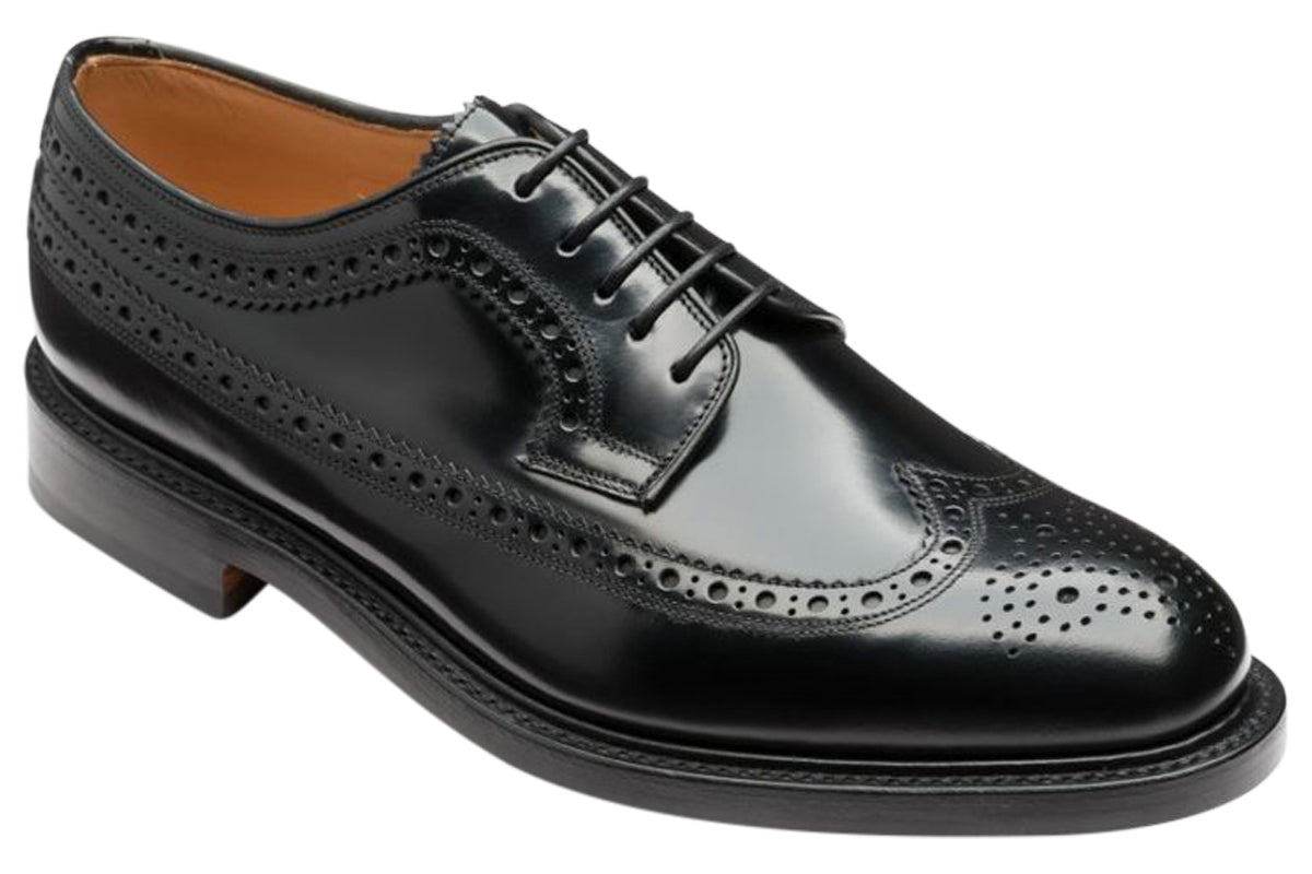 Loake Royal Brogue Derby Dress Shoes Goodyear Welled Black Sz 11 Made in England Loake Royal Brogue in Black Leather - Bradshaw & Lloyd main image 4