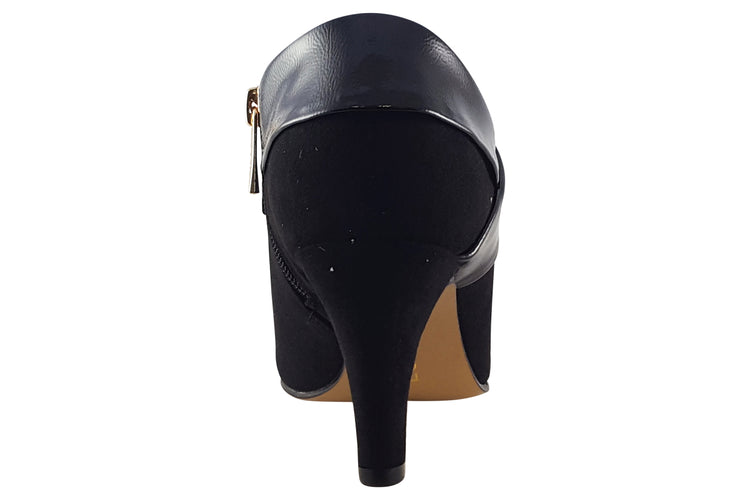 Lotus Maya ULS287 Mircrofibre Black Patent Womens Shoes