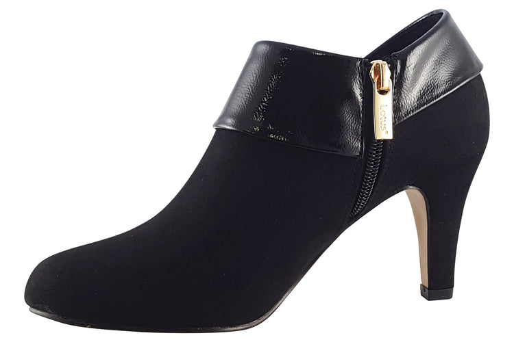 Lotus Maya ULS287 Mircrofibre Black Patent Womens Shoes