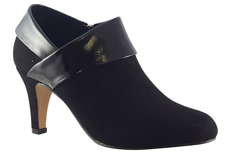 Lotus Maya ULS287 Mircrofibre Black Patent Womens Shoes