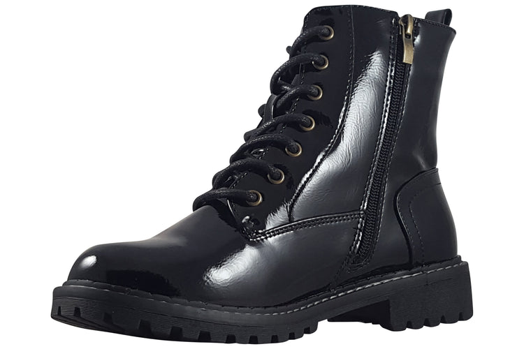 Lunar Nevada GLW006 Black Patent Womens Boots