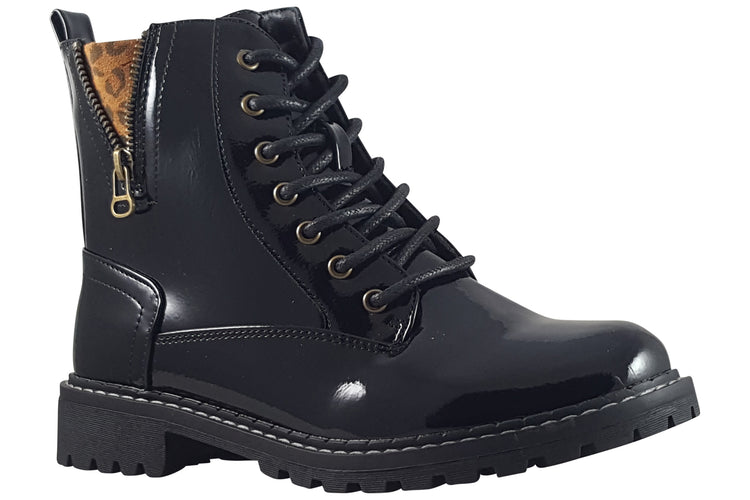 Lunar Nevada GLW006 Black Patent Womens Boots