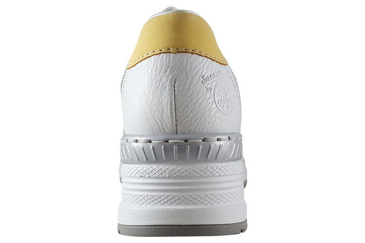 Rieker Alla-Ann N4359-90 White Lavender Womens Fashion Trainers
