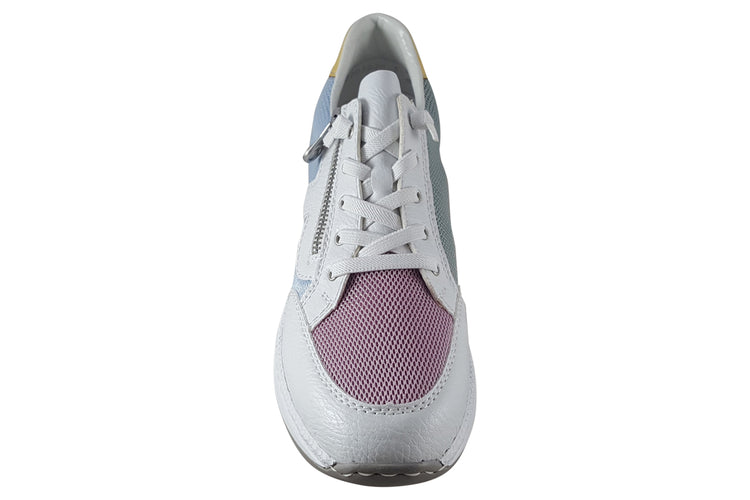Rieker Alla-Ann N4359-90 White Lavender Womens Fashion Trainers
