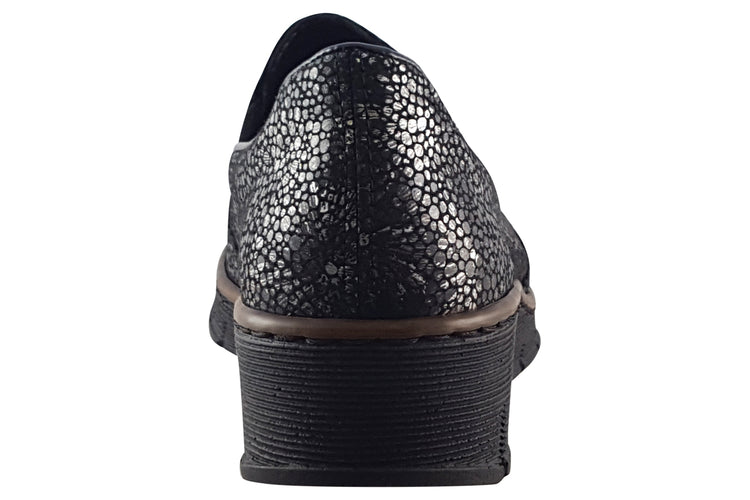 Rieker Amethyst 53766 Black Met Womens Shoes