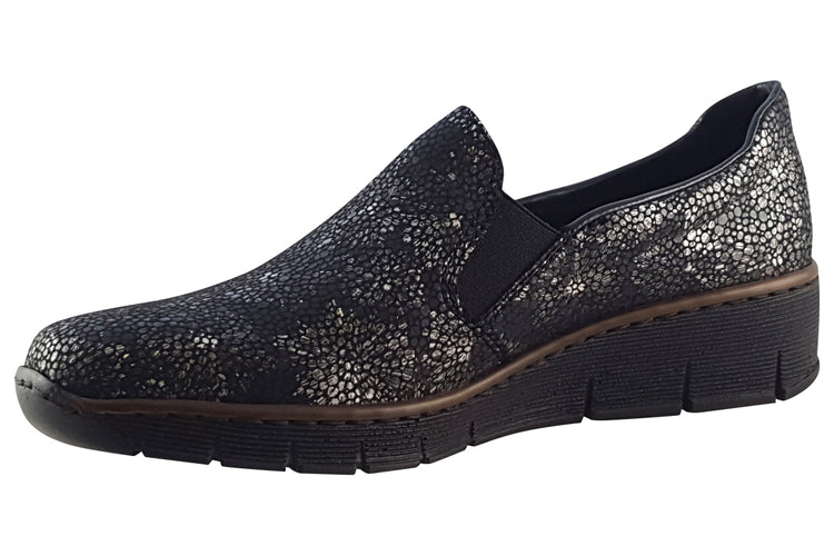 Rieker Amethyst 53766 Black Met Womens Shoes