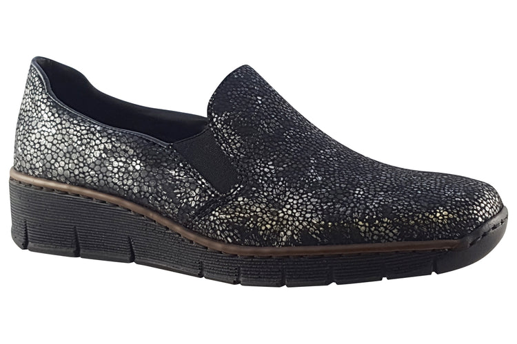 Rieker Amethyst 53766 Black Met Womens Shoes