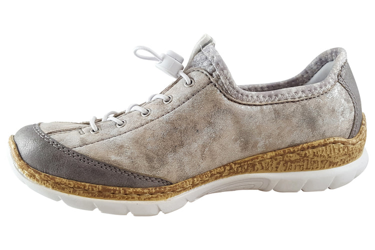 Rieker Annie N42K6 Grey Metallic Womens Shoes