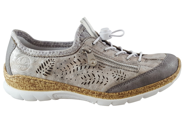 Rieker Annie N42K6 Grey Metallic Womens Shoes