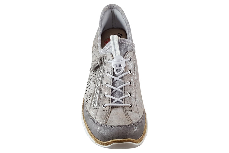 Rieker Annie N42K6 Grey Metallic Womens Shoes